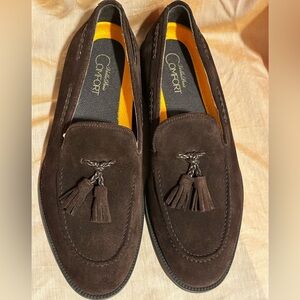 BRAND NEW $325 VELLAPAIS Dark Brown Suede Loafer With Tassels For Men Size8-8.5